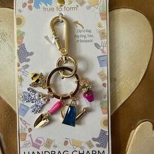 True to Form Gardner Theme Bag Charm with Flower Pot, Watering Can, Gloves, Bee